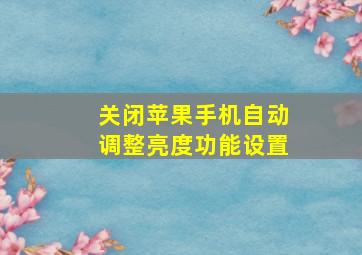 关闭苹果手机自动调整亮度功能设置