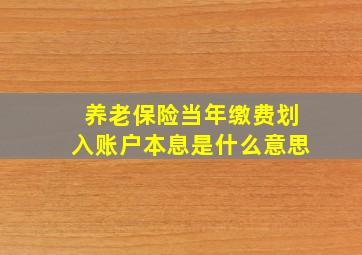 养老保险当年缴费划入账户本息是什么意思