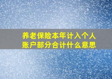 养老保险本年计入个人账户部分合计什么意思