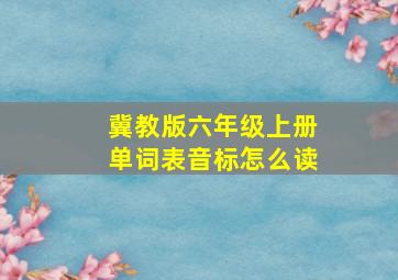 冀教版六年级上册单词表音标怎么读