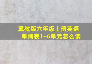 冀教版六年级上册英语单词表1~6单元怎么读