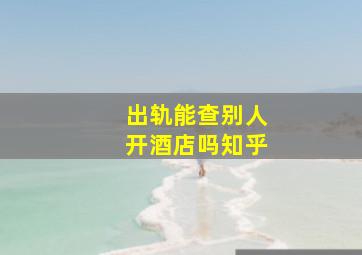 出轨能查别人开酒店吗知乎