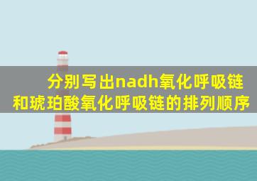 分别写出nadh氧化呼吸链和琥珀酸氧化呼吸链的排列顺序