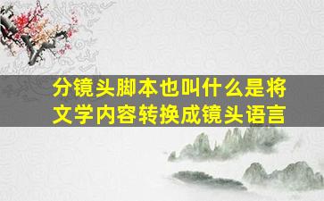 分镜头脚本也叫什么是将文学内容转换成镜头语言