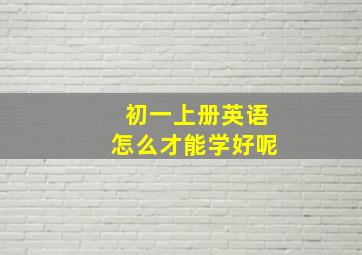 初一上册英语怎么才能学好呢