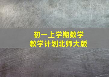 初一上学期数学教学计划北师大版