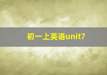 初一上英语unit7