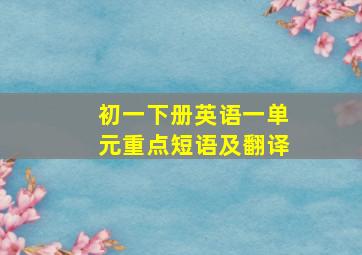 初一下册英语一单元重点短语及翻译