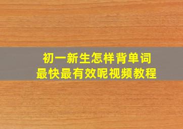 初一新生怎样背单词最快最有效呢视频教程