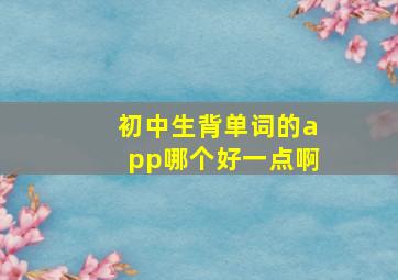 初中生背单词的app哪个好一点啊