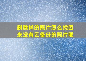 删除掉的照片怎么找回来没有云备份的照片呢