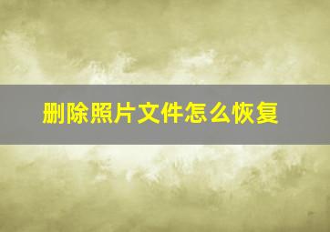 删除照片文件怎么恢复