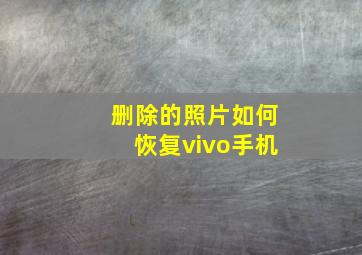 删除的照片如何恢复vivo手机