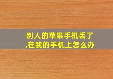 别人的苹果手机丢了,在我的手机上怎么办