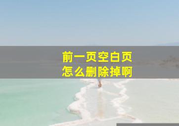 前一页空白页怎么删除掉啊