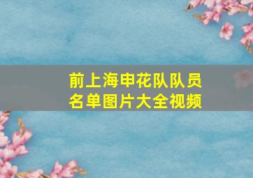 前上海申花队队员名单图片大全视频