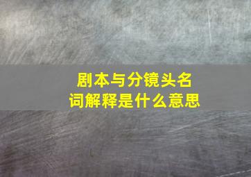 剧本与分镜头名词解释是什么意思