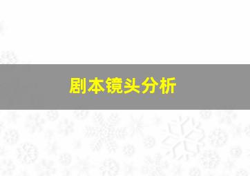 剧本镜头分析