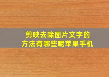 剪映去除图片文字的方法有哪些呢苹果手机