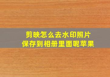 剪映怎么去水印照片保存到相册里面呢苹果