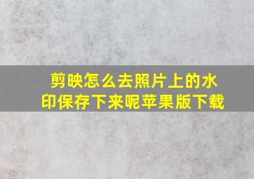 剪映怎么去照片上的水印保存下来呢苹果版下载