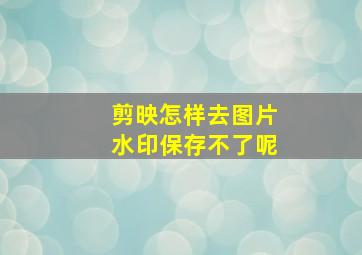 剪映怎样去图片水印保存不了呢