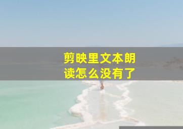 剪映里文本朗读怎么没有了