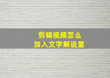 剪辑视频怎么加入文字解说里