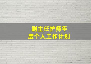 副主任护师年度个人工作计划