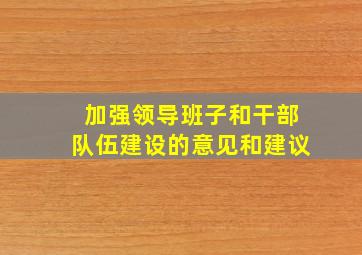 加强领导班子和干部队伍建设的意见和建议