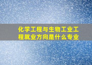 化学工程与生物工业工程就业方向是什么专业