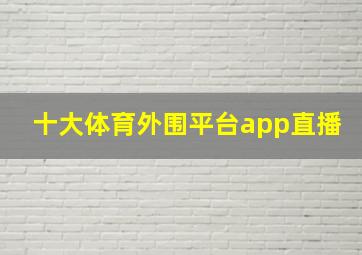 十大体育外围平台app直播