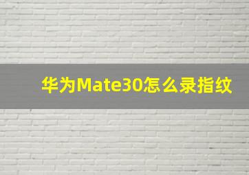 华为Mate30怎么录指纹