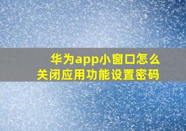 华为app小窗口怎么关闭应用功能设置密码