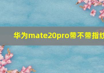 华为mate20pro带不带指纹