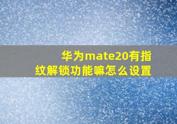 华为mate20有指纹解锁功能嘛怎么设置