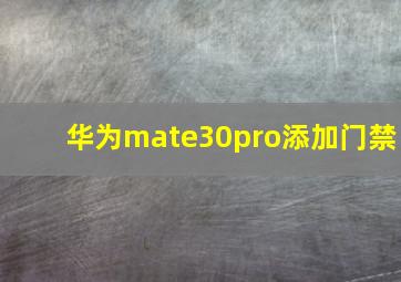 华为mate30pro添加门禁