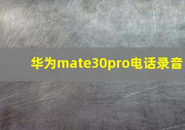 华为mate30pro电话录音