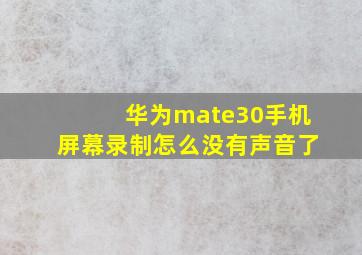 华为mate30手机屏幕录制怎么没有声音了