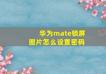 华为mate锁屏图片怎么设置密码