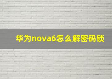 华为nova6怎么解密码锁