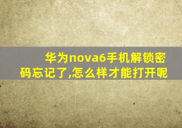 华为nova6手机解锁密码忘记了,怎么样才能打开呢