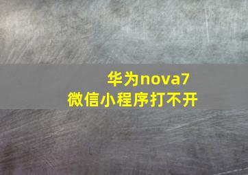 华为nova7微信小程序打不开