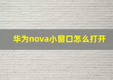 华为nova小窗口怎么打开