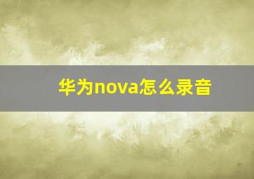 华为nova怎么录音