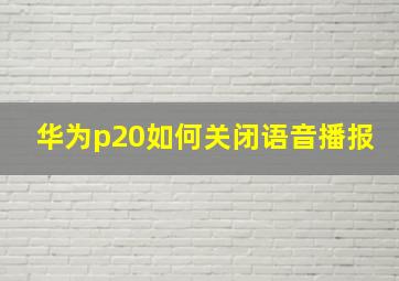 华为p20如何关闭语音播报