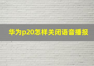 华为p20怎样关闭语音播报