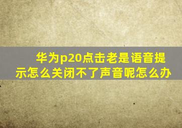 华为p20点击老是语音提示怎么关闭不了声音呢怎么办