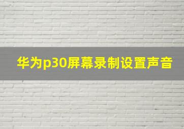 华为p30屏幕录制设置声音