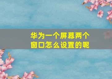 华为一个屏幕两个窗口怎么设置的呢